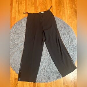 Cecily Brown Black Wide Leg Embellished Slinky Pants Size XL